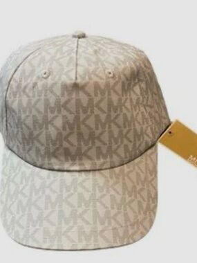 Michael Kors Light Beige MK Monogram Baseball Cap